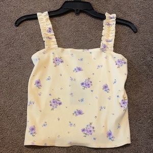 F21 yellow floral top